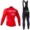 Set Fietsshirt Lange Mouw + Lange Koersbroek 2024 Arkea-B B Hotels Rood